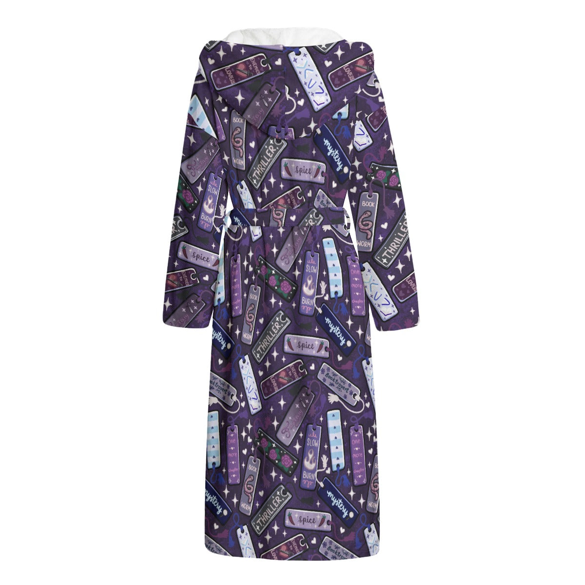 Book marks tropes and genres bookish All-Over Print Unisex Flannel Hooded bathrobe dressing gown robe