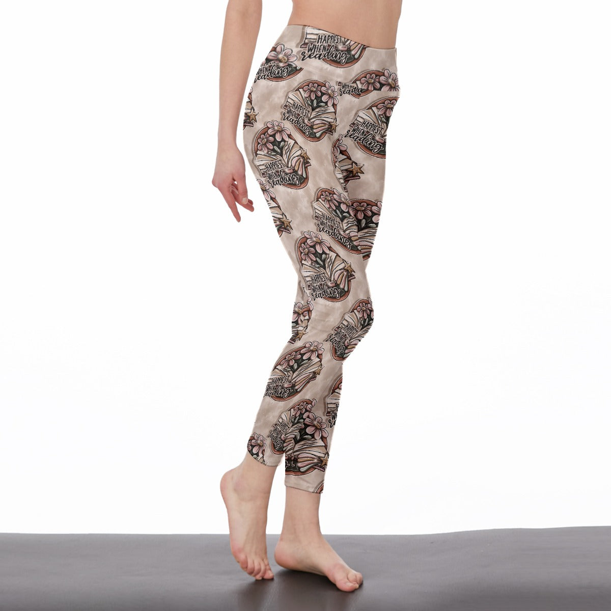 Happiest when reading bookish All-Over Print Women's High Waist Leggings