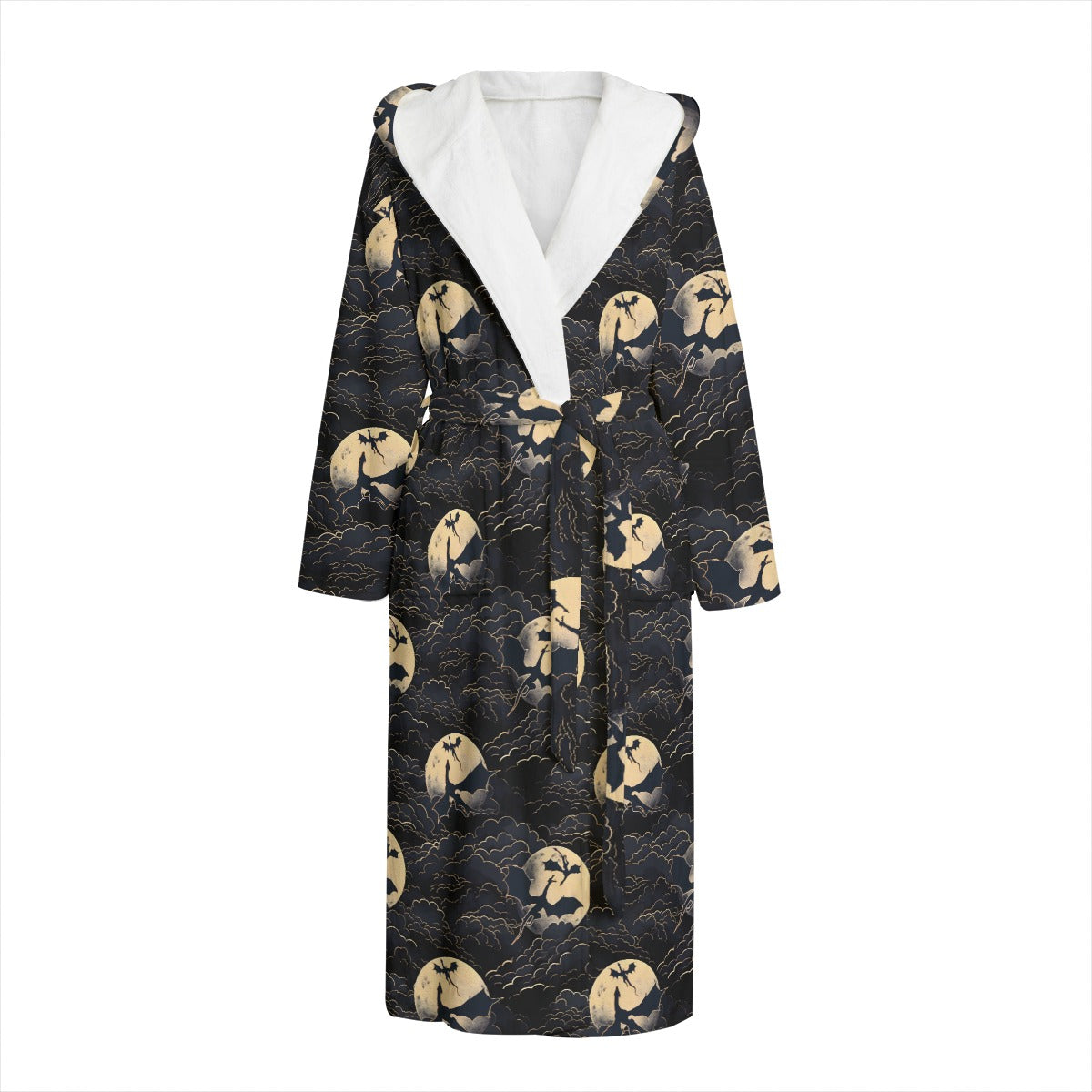 Dragons at night All-Over Print Unisex Flannel Hooded bathrobe dressing gown robe