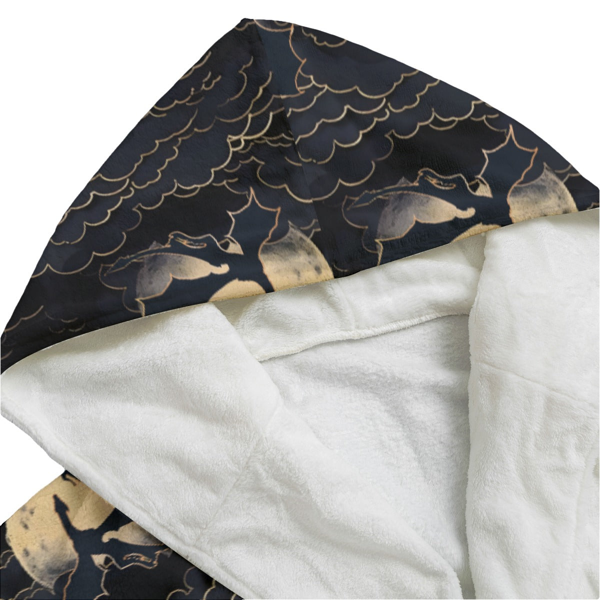 Dragons at night All-Over Print Unisex Flannel Hooded bathrobe dressing gown robe