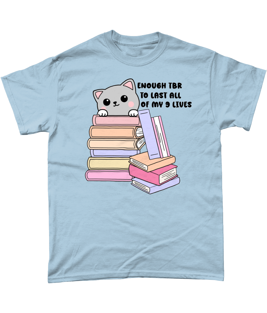 Enough tbr tolast all of my 9 lives cat bookish t-shirt bookbestiesuk