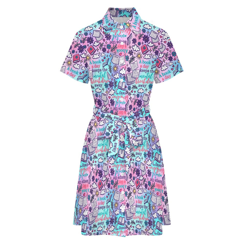 A book a day keeps the breakdown away bookish shirt dress