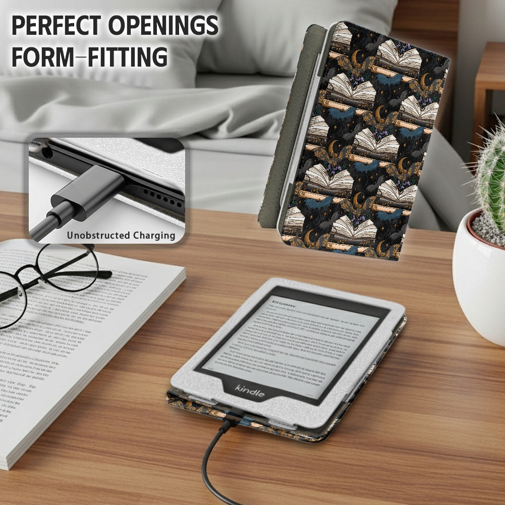 Book dragons at night booish vegan PU cover for Kindle paperwhite 11th and 12th generation