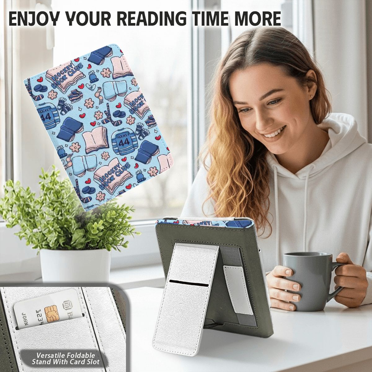 Cartoon hockey romance kindle case for paperwhte 11, 12 and coloursoft