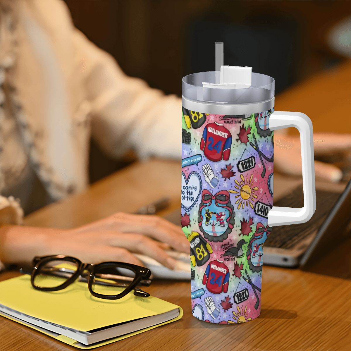 Heated Hockey mm romance bookish 40oz travel mug