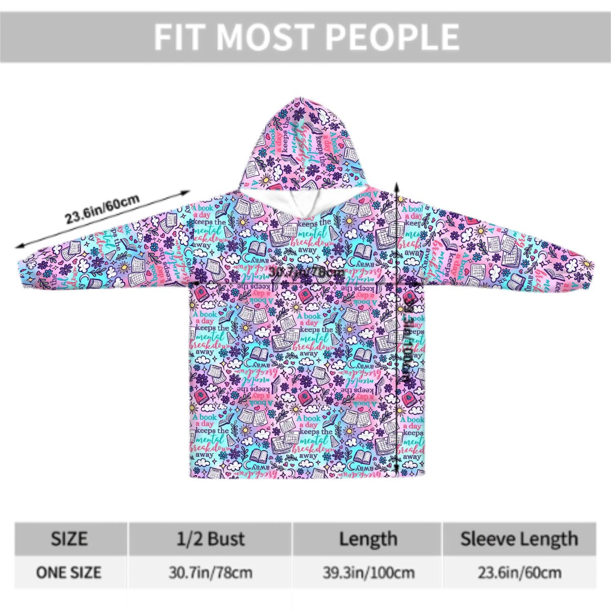 A book a day keeps the mental breakdown away hooded blanket. Please read product description