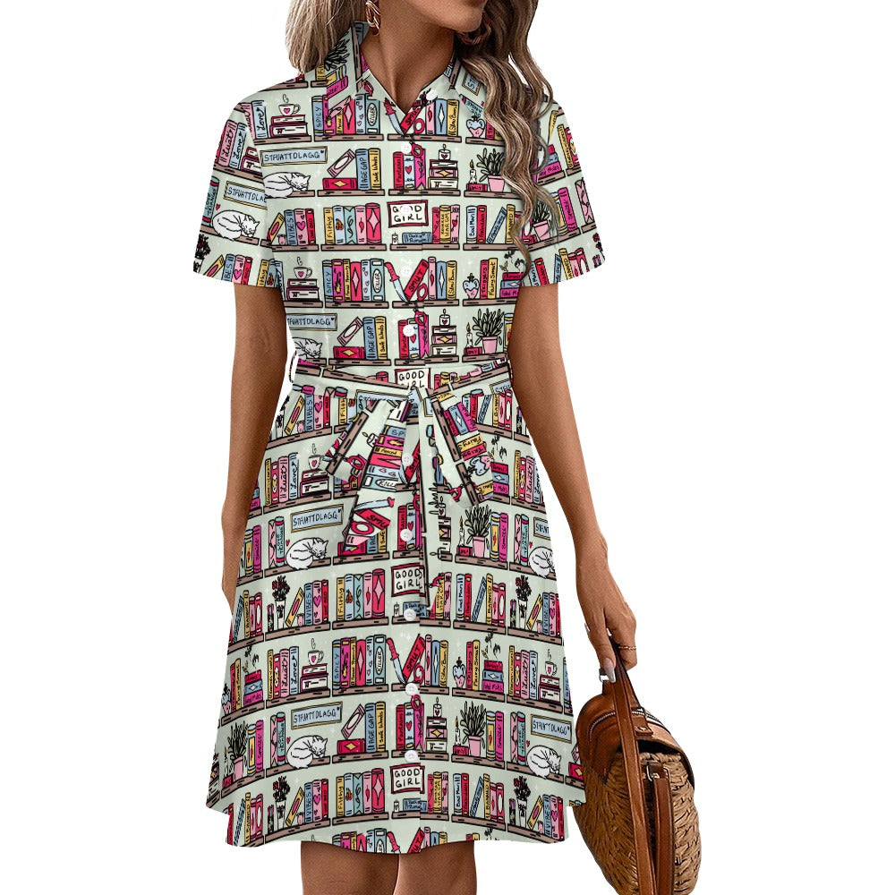Smutty bookshelf bookish shirt dress