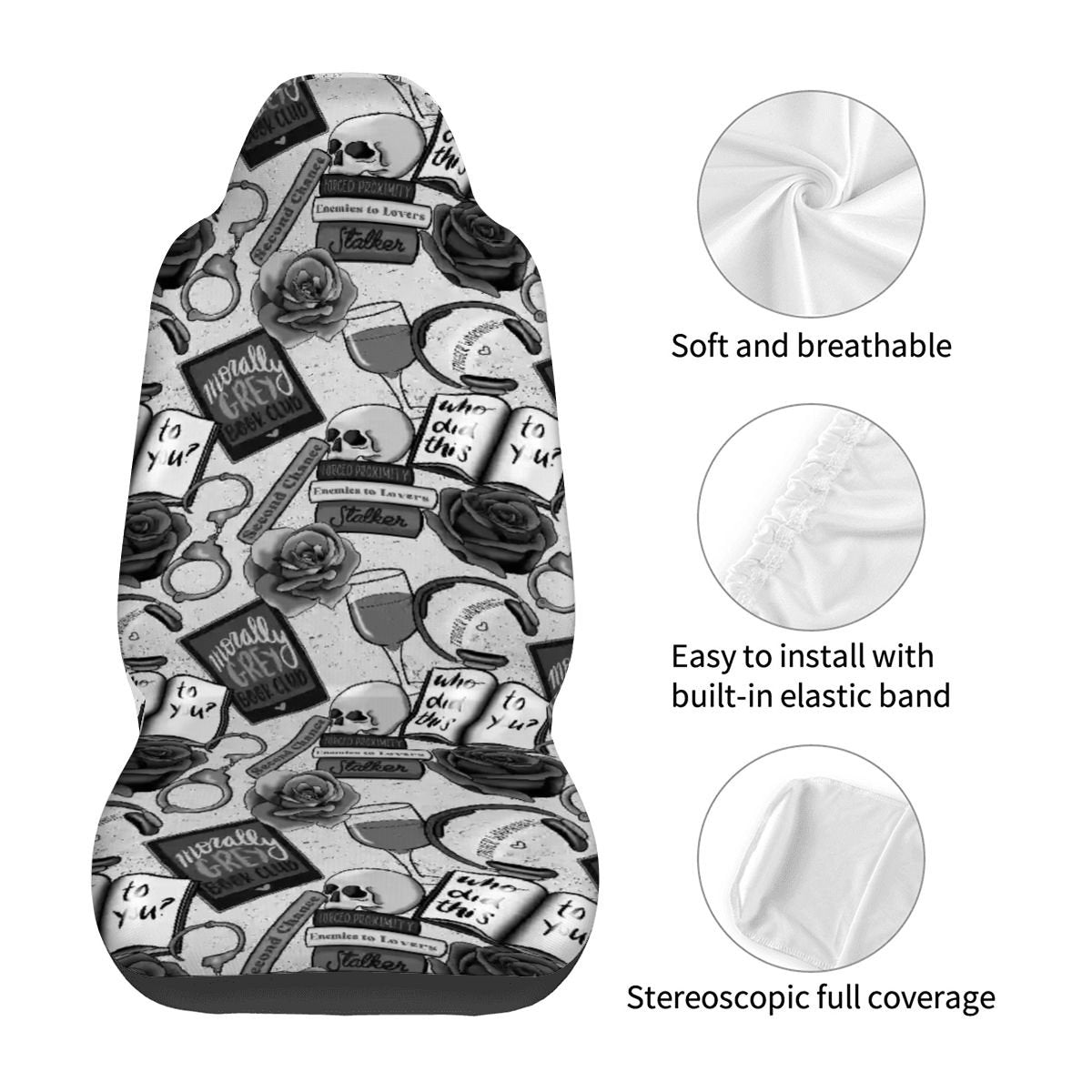 Morally grey dark romance lover bookish Car Front Seat Covers