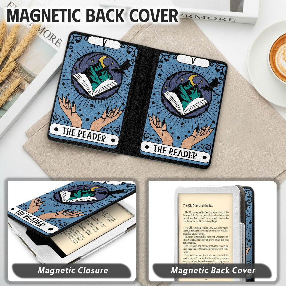 The Reader tarot style PU cover for Kindle paperwhite 11th 12th generation wallet style e-reader case in vegan leather