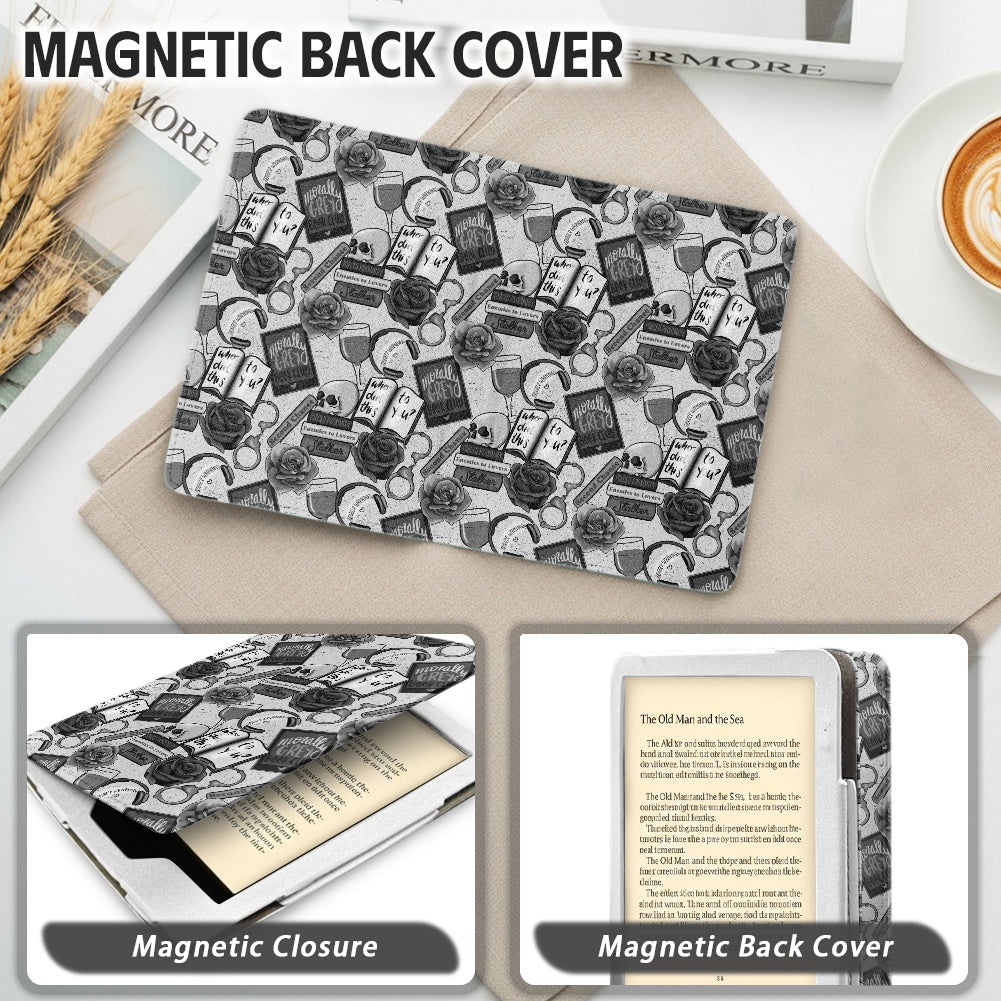 Morally grey bookish PU cover for Kindle paperwhite 11th and 12th generation