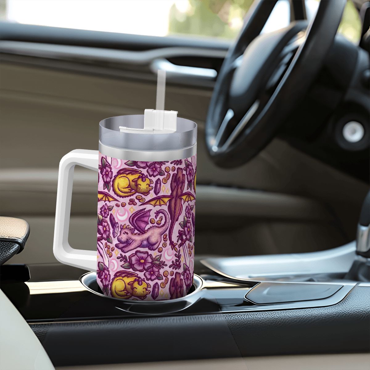Dragons and swords bookish romantasy fantasy 40oz travel mug