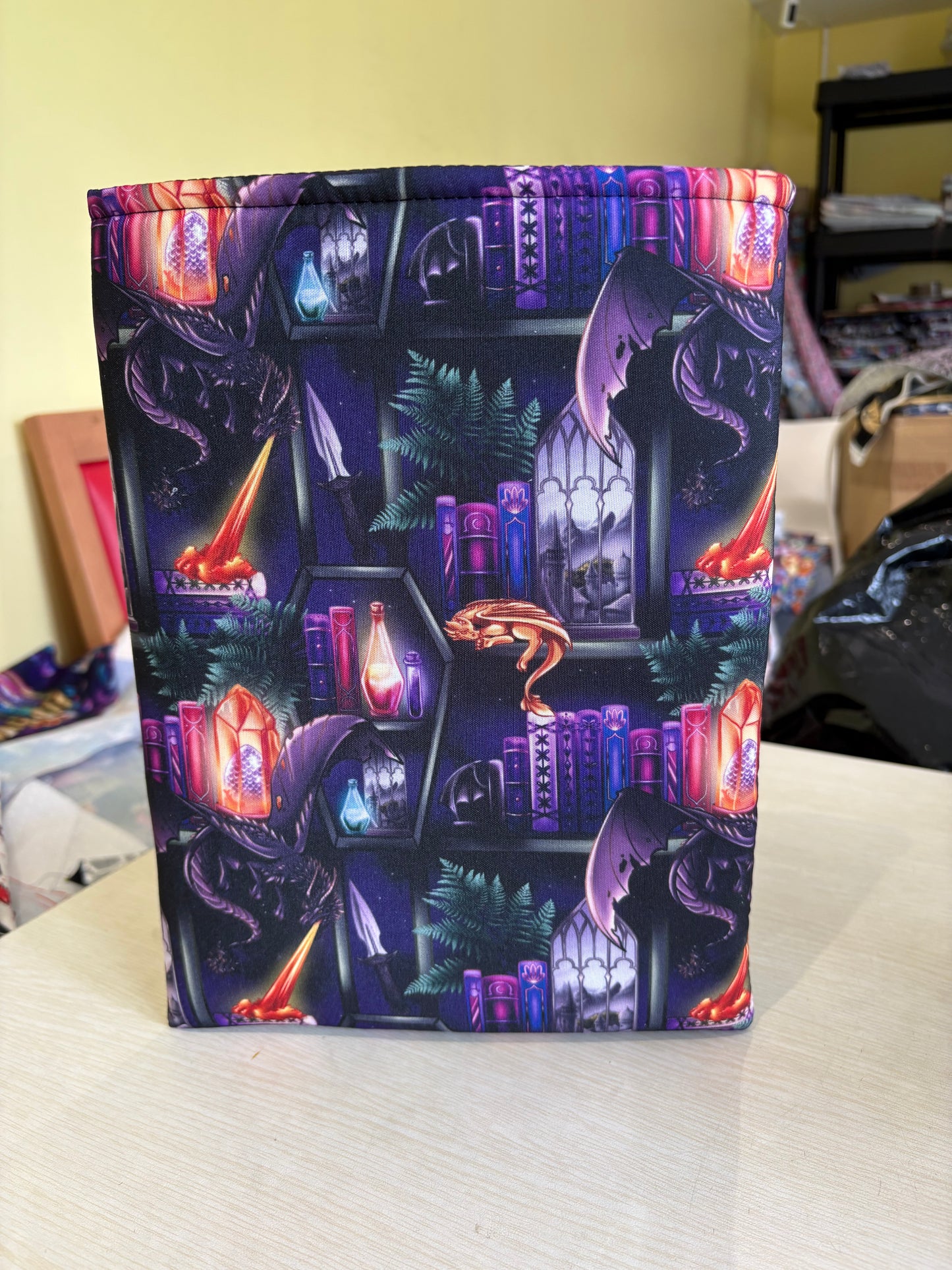 Dragon bookshelf Romantasy bookcase  bookbestie book sleeve padded and lined book protector book jackets, fabric dust jackets