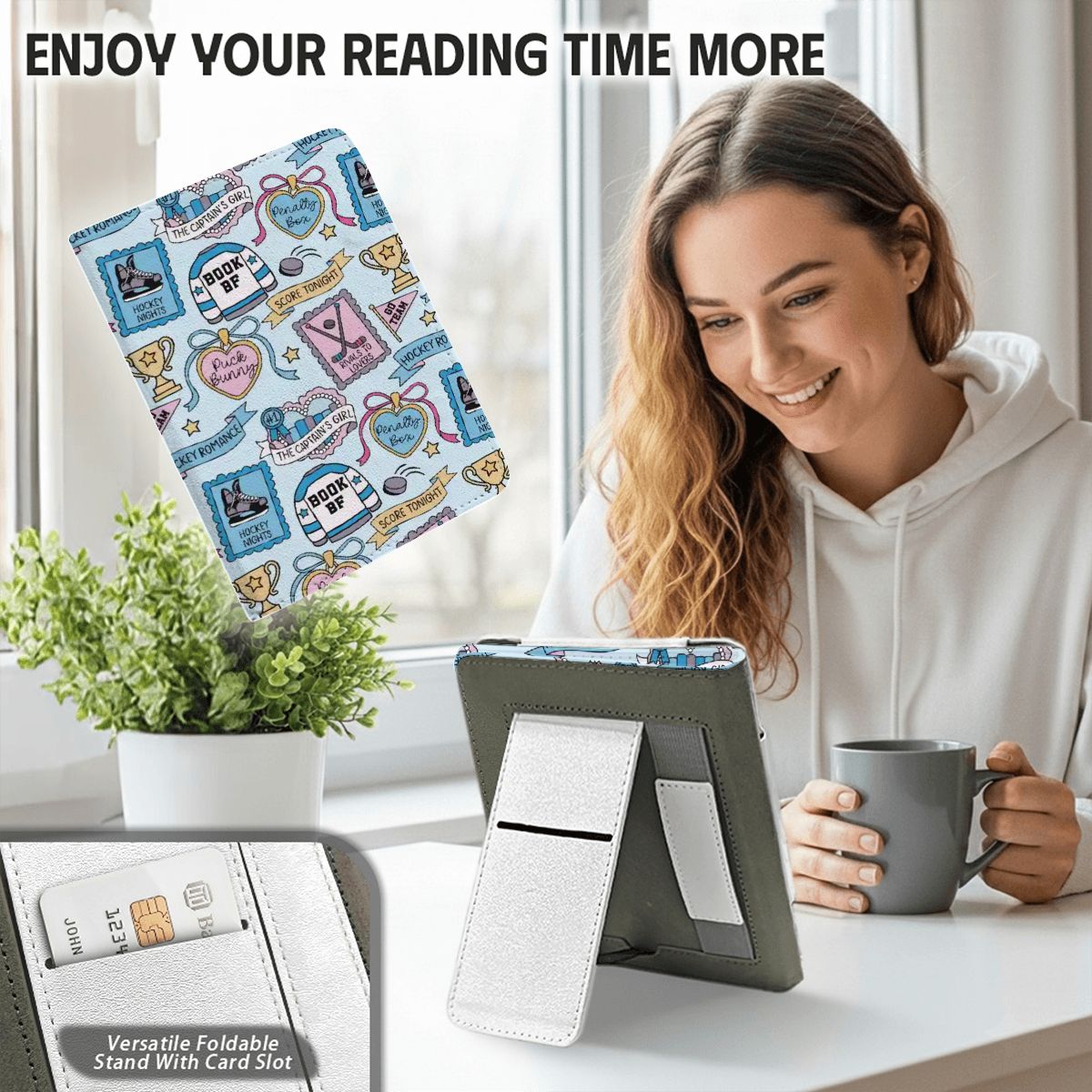 Hockey Romance stamps kindle case for paperwhite 11th 12th gen and coloursoft