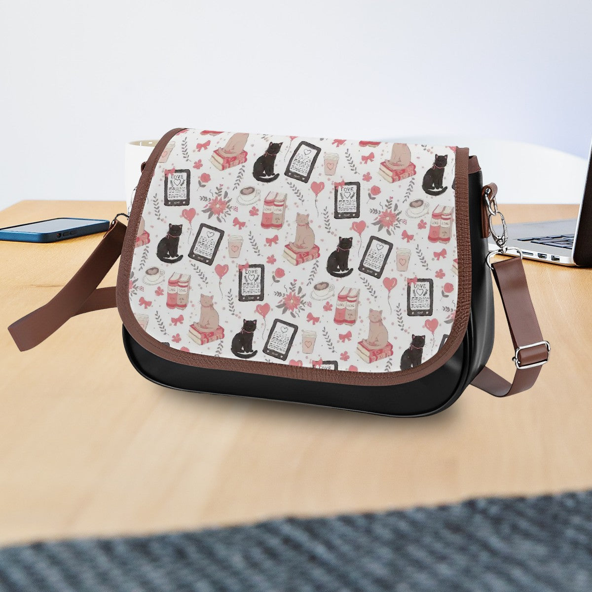 Love cats e-reader bookish handbag satchel style handbag