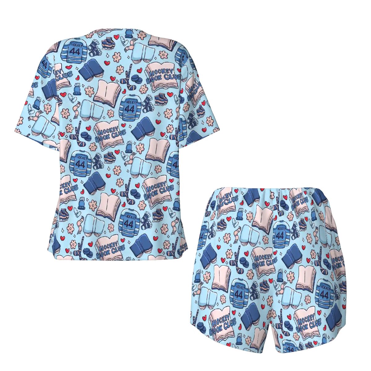 Cartoon hockey romance bookish pjs pajamas pyjamas