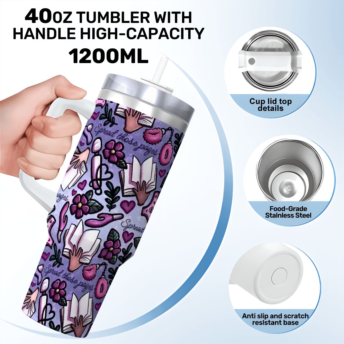 Spread those pages bookish smutty travel mug 40oz