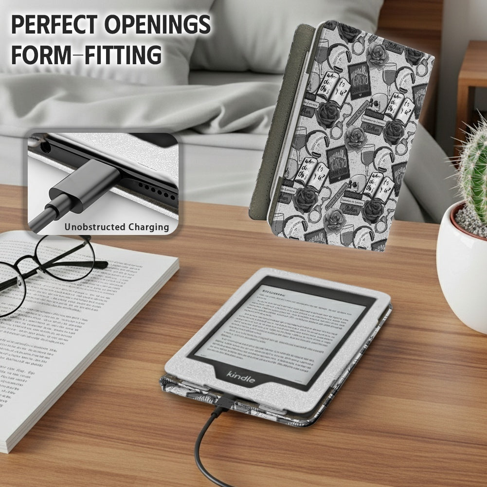Morally grey bookish PU cover for Kindle paperwhite 11th and 12th generation