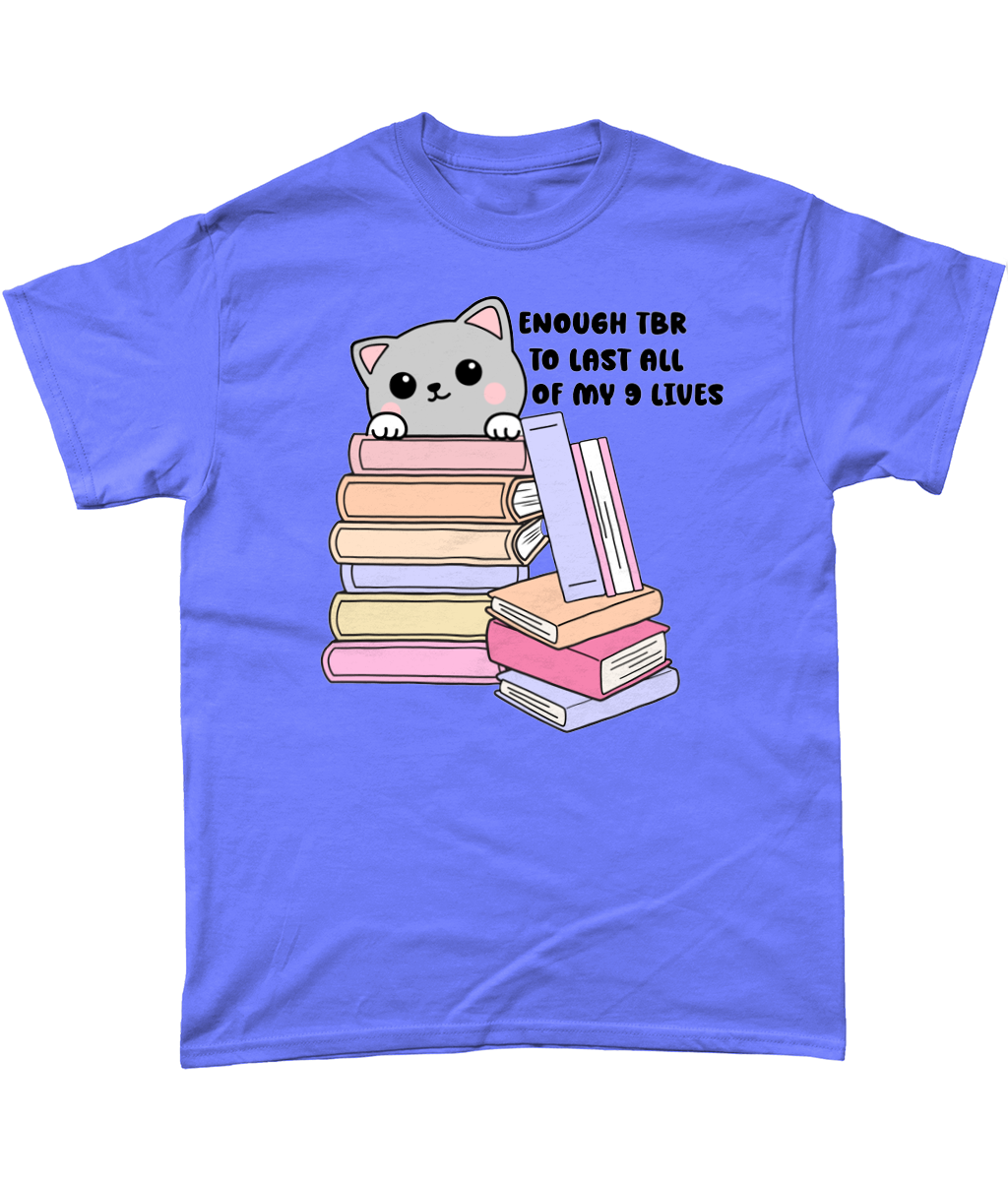 Enough tbr tolast all of my 9 lives cat bookish t-shirt bookbestiesuk