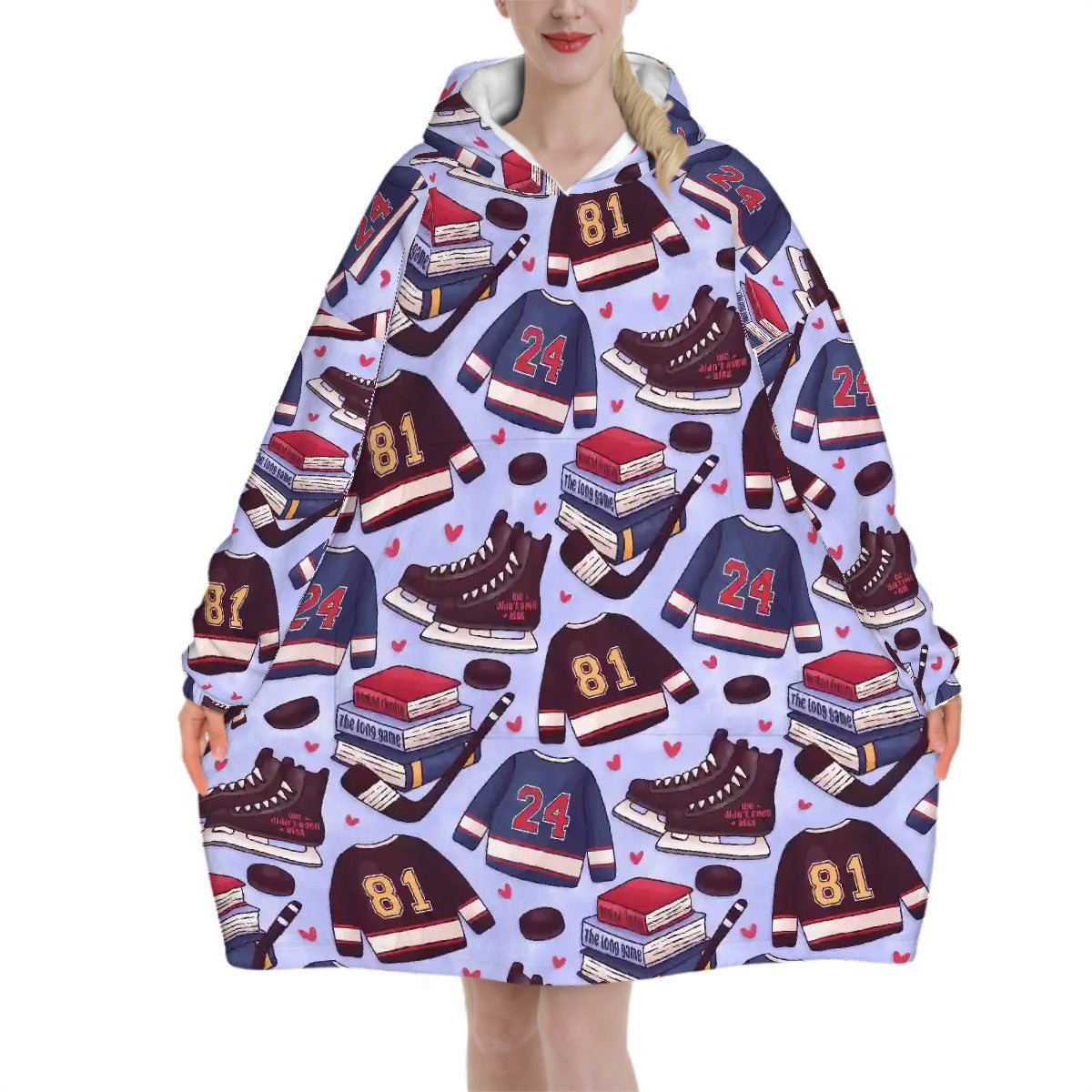 Heated hockey romance bookish blanket hoodie
