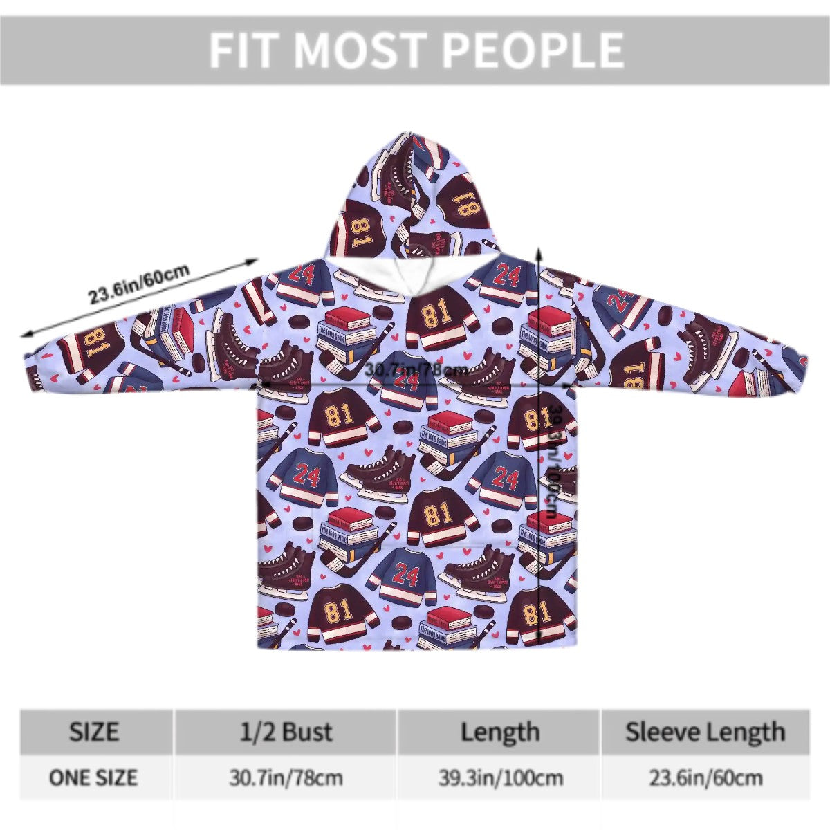 Heated hockey romance bookish blanket hoodie