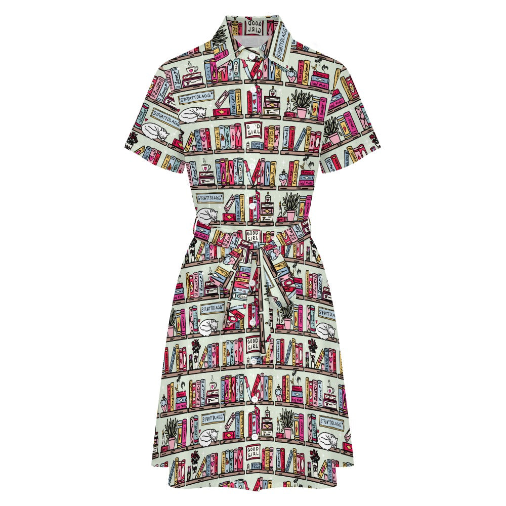 Smutty bookshelf bookish shirt dress