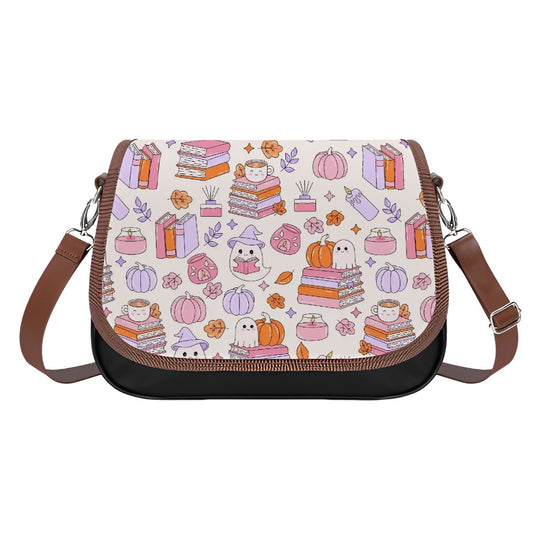Cute bookish pumpkin ghosts bag satchel style handbag