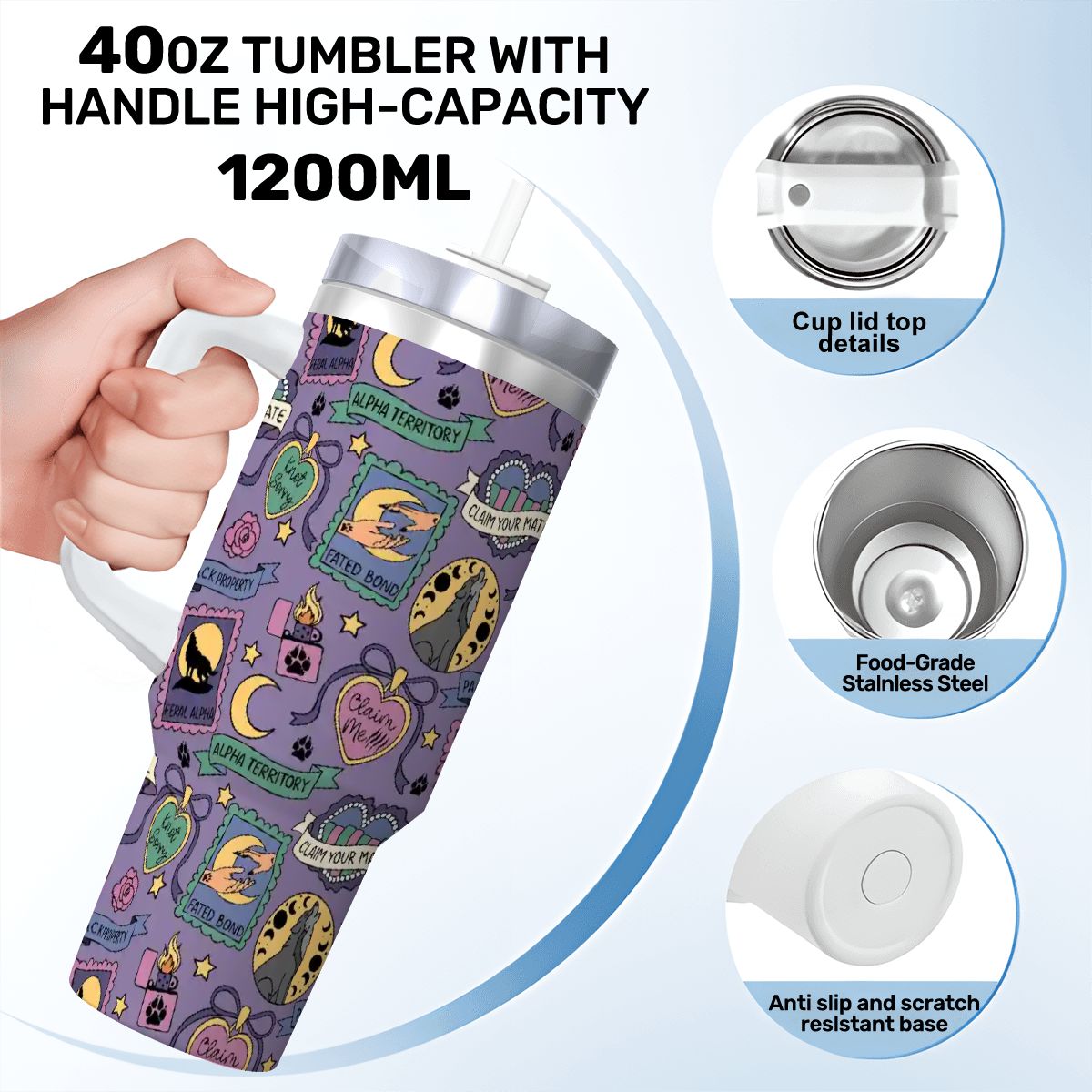 Omegaverse shifter romance bookish travel mug 40oz