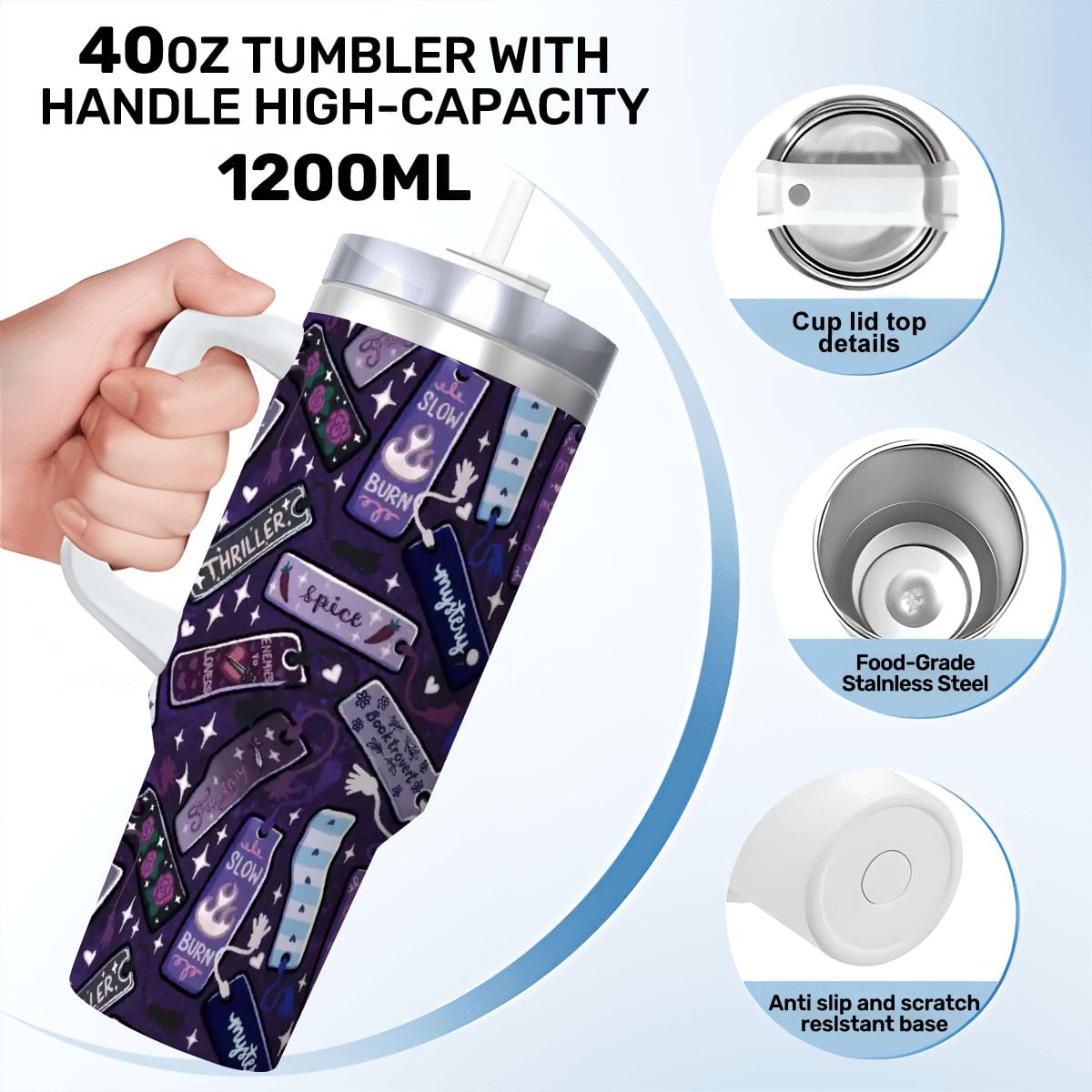 Genres and tropes bookmarks bookish travel mug 40oz