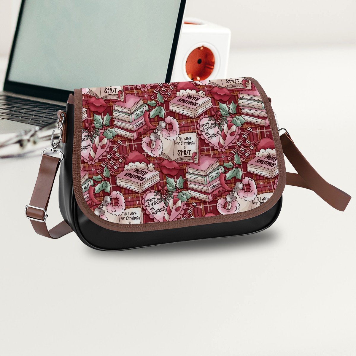 Merry smutmas bookish vegan Leather Shoulder Bag smutty book reader handbag