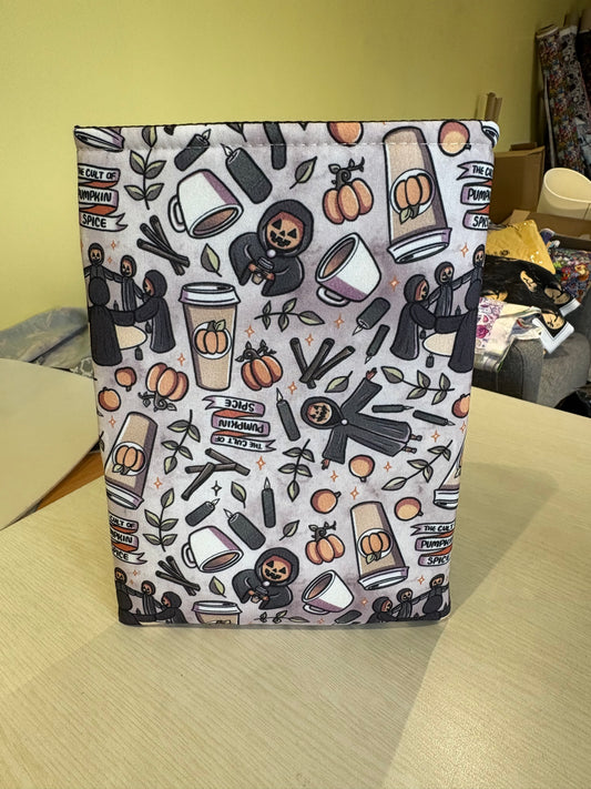 The cult of pumpkin spice autumn fall booksleeve book cover book pouch bookbestie book sleeve pattern may vary book jackets, fabric dust jackets
