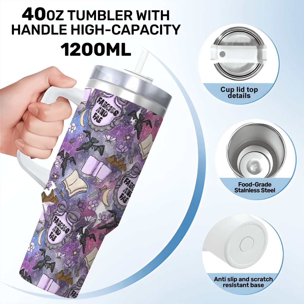 Faeries and fae romantasy fantasy bookish travel mug 40oz