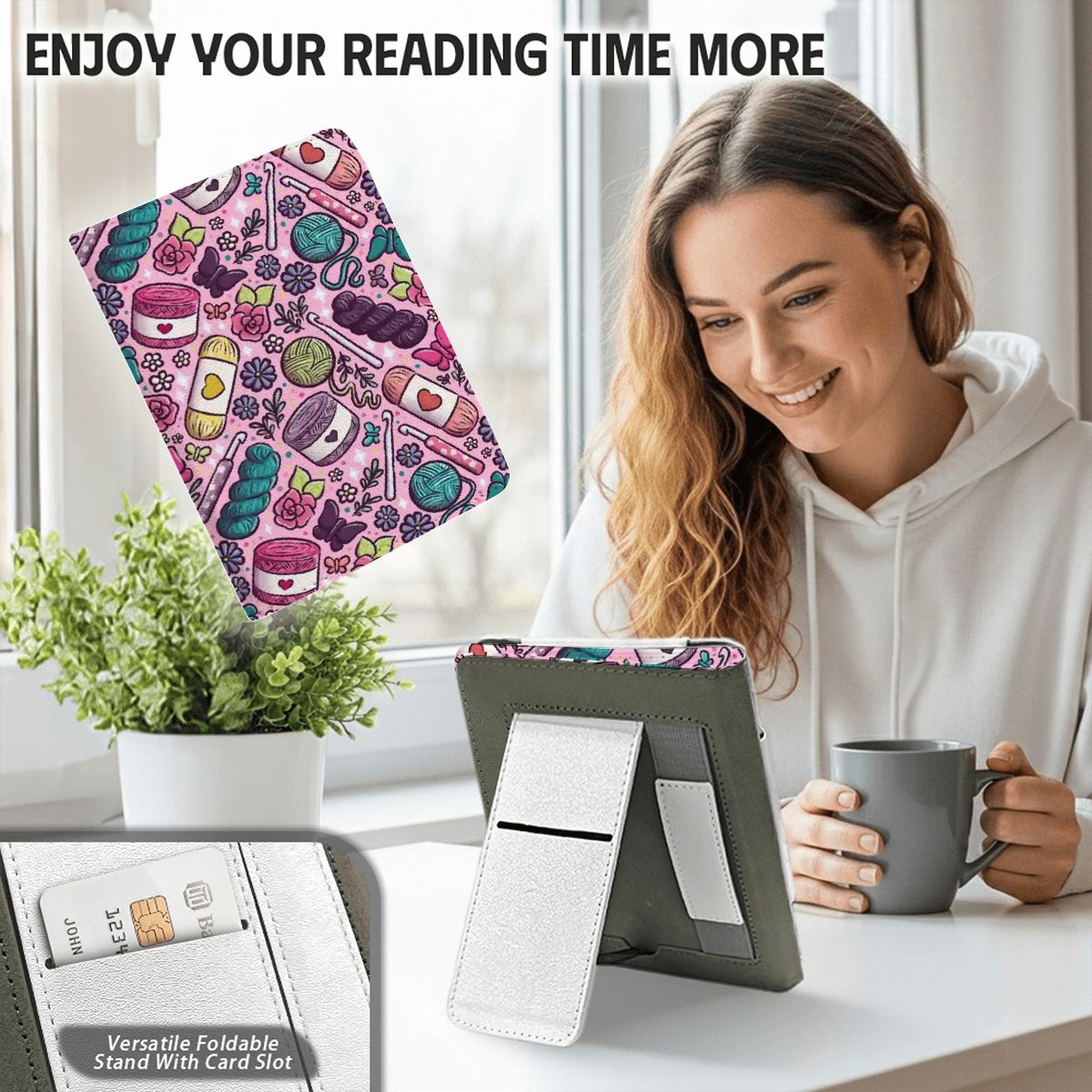 Crochet lover bookish kindle case for paperwhite 11th 12th gen and coloursoft