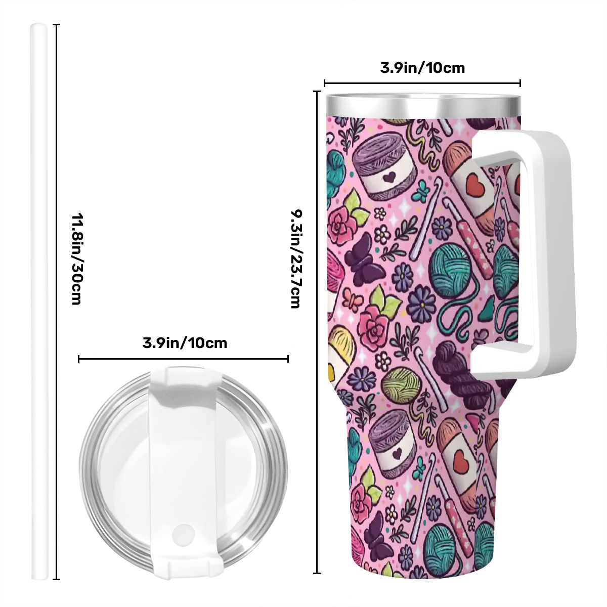 Crochet lover floral travel mug 40oz