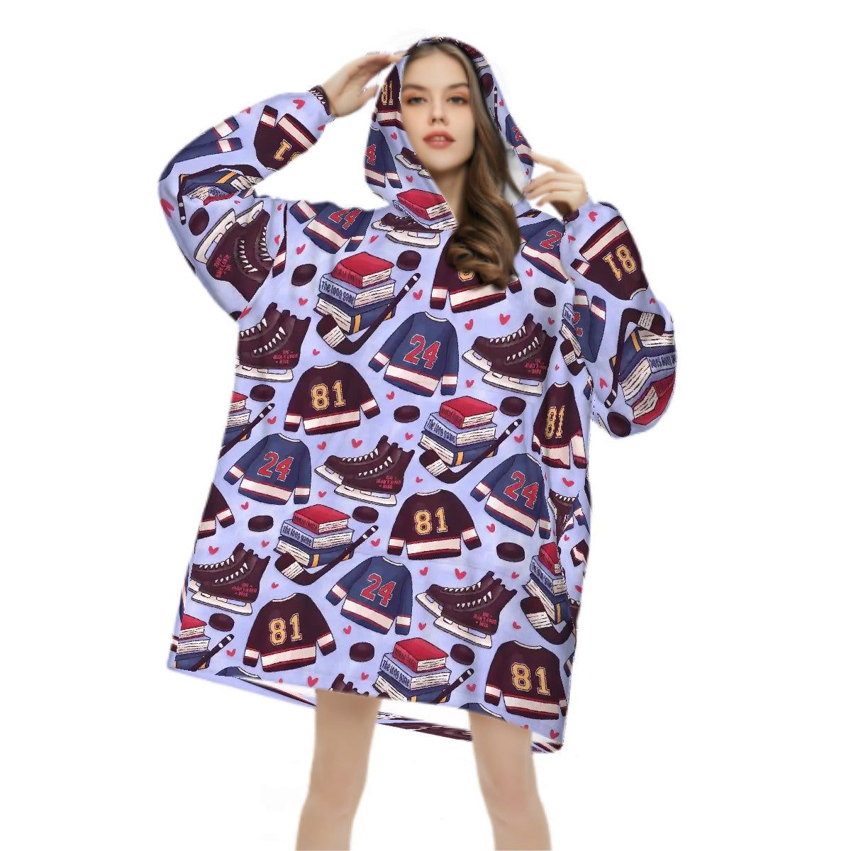 Heated hockey romance bookish blanket hoodie