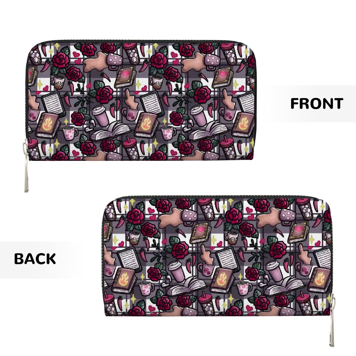 Coffee and smut bookish vegan leather wallet purse