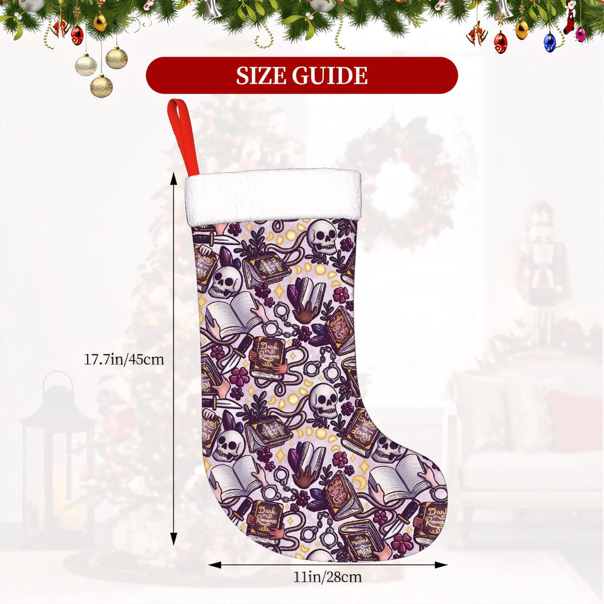Dark romance bookish christmas stocking