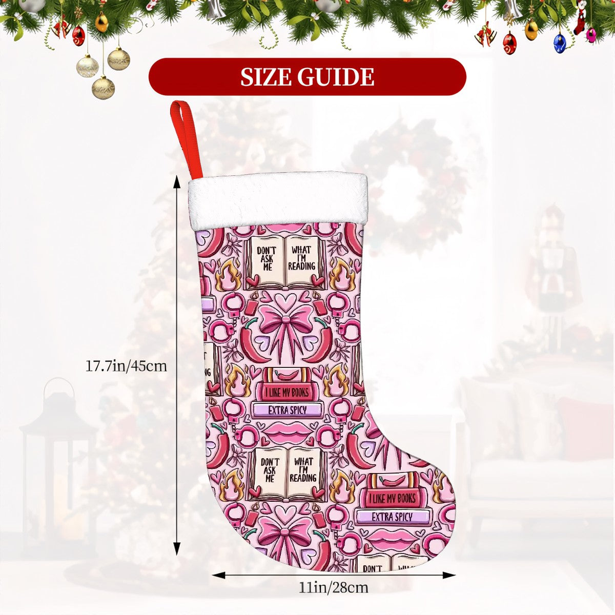 Don't ask what I'm reading smutty romance Plush Christmas Stockings