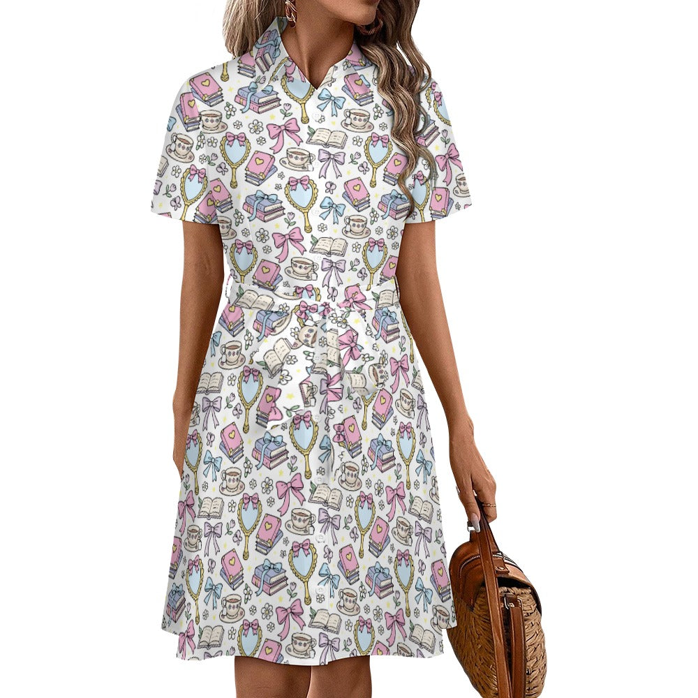 Spring reading bookish shirt dress