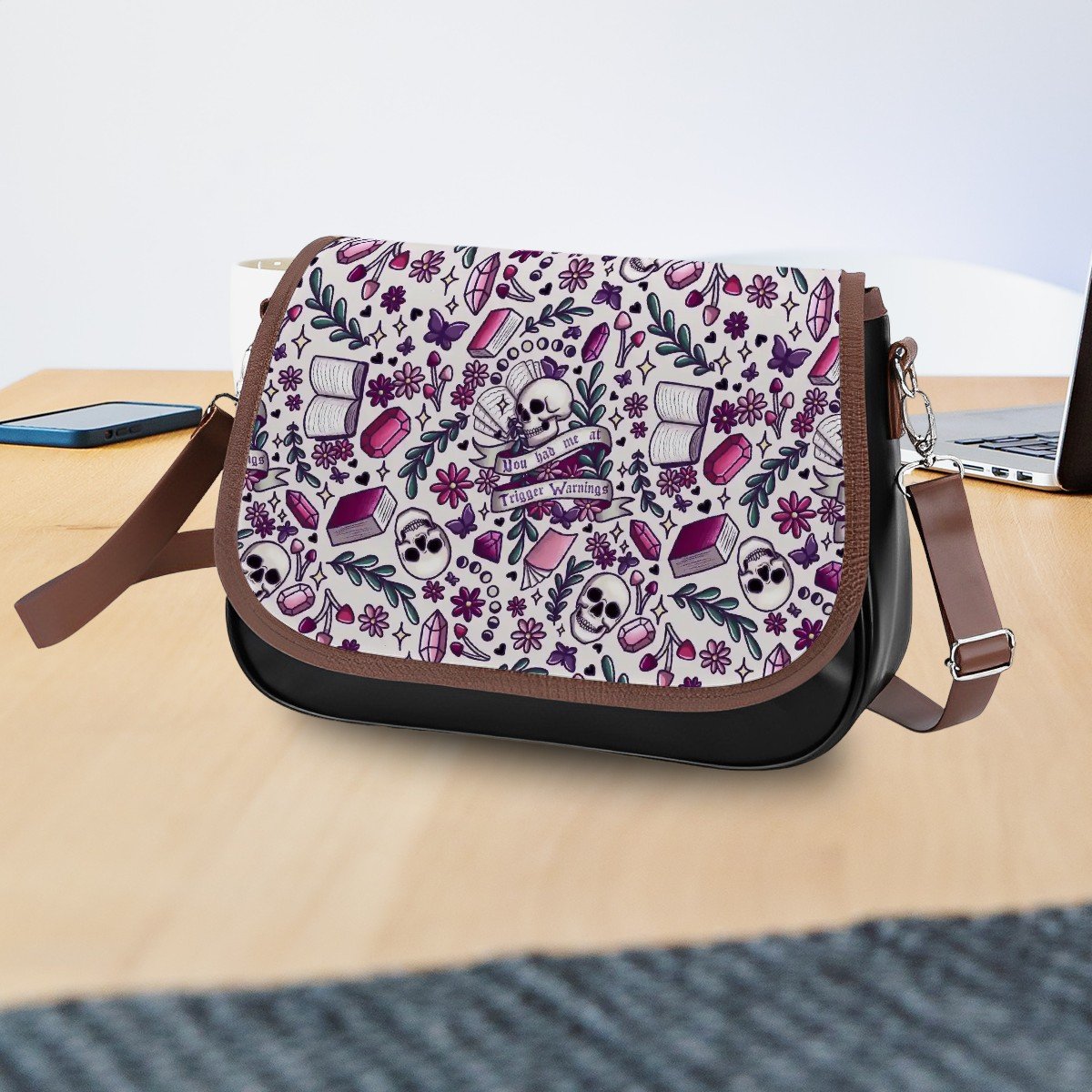 You had me at trigger warning vegan Leather Shoulder Bag dark romance reader handbag