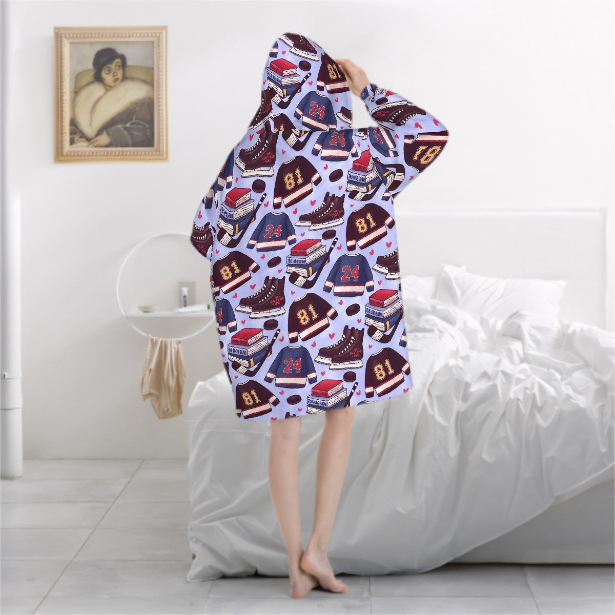 Heated hockey romance bookish blanket hoodie