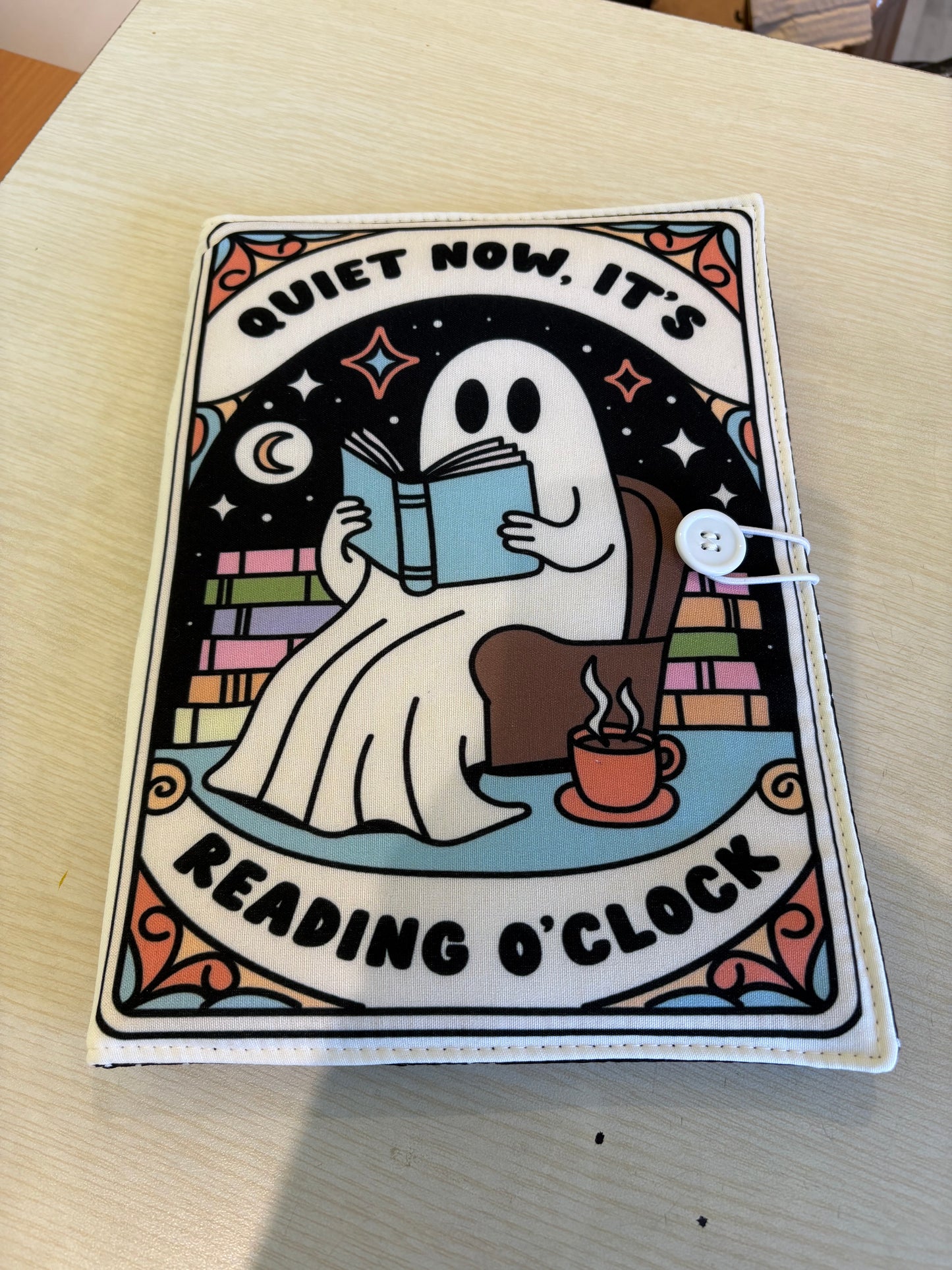 Quiet it’s reading o clock tarot style bookbestie book sleeve padded and lined book protector book jackets, fabric dust jackets
