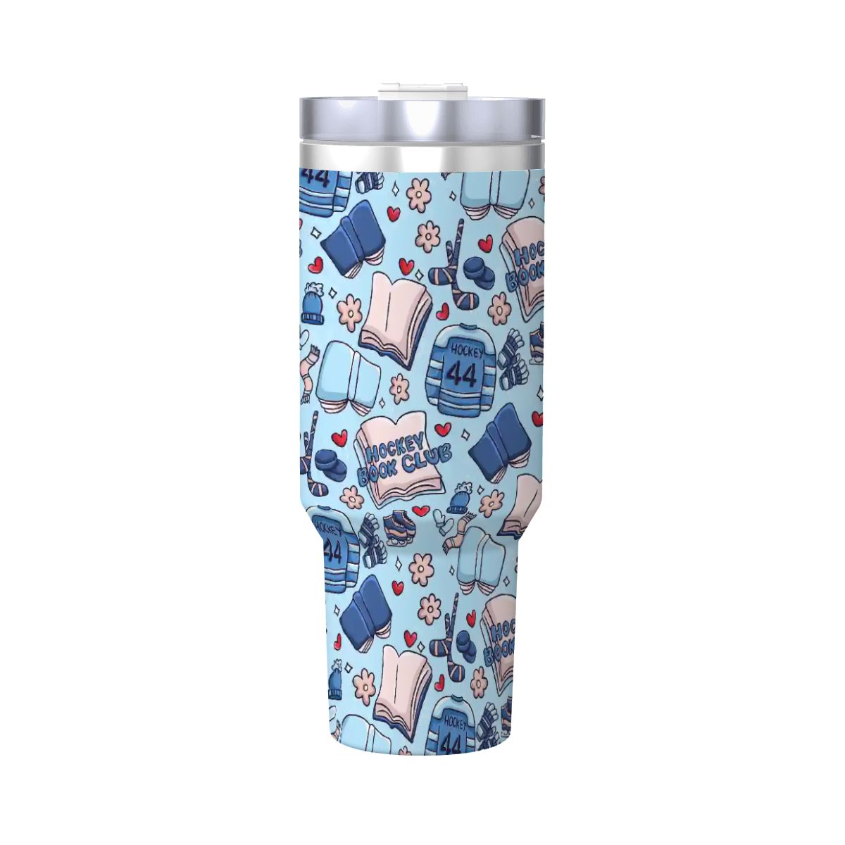 Catroon hockey romance bookish 40oz travel mug
