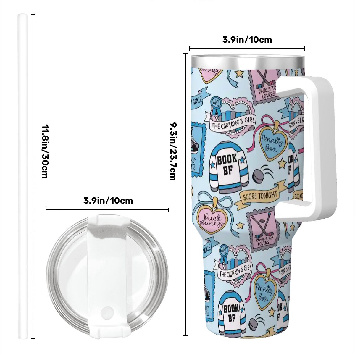 Hockey romance stamps booking 40oz travel mug