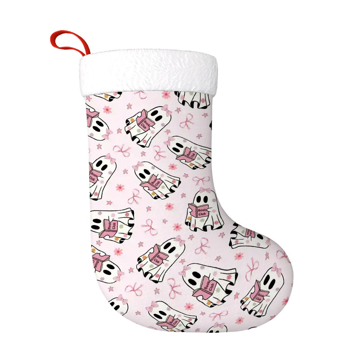 Cute pink reading ghosts bookish Plush Christmas Stockings
