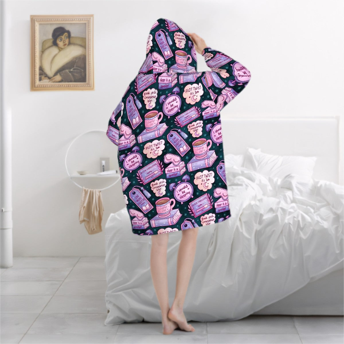 3am reading club teal bookish blanket hoodie