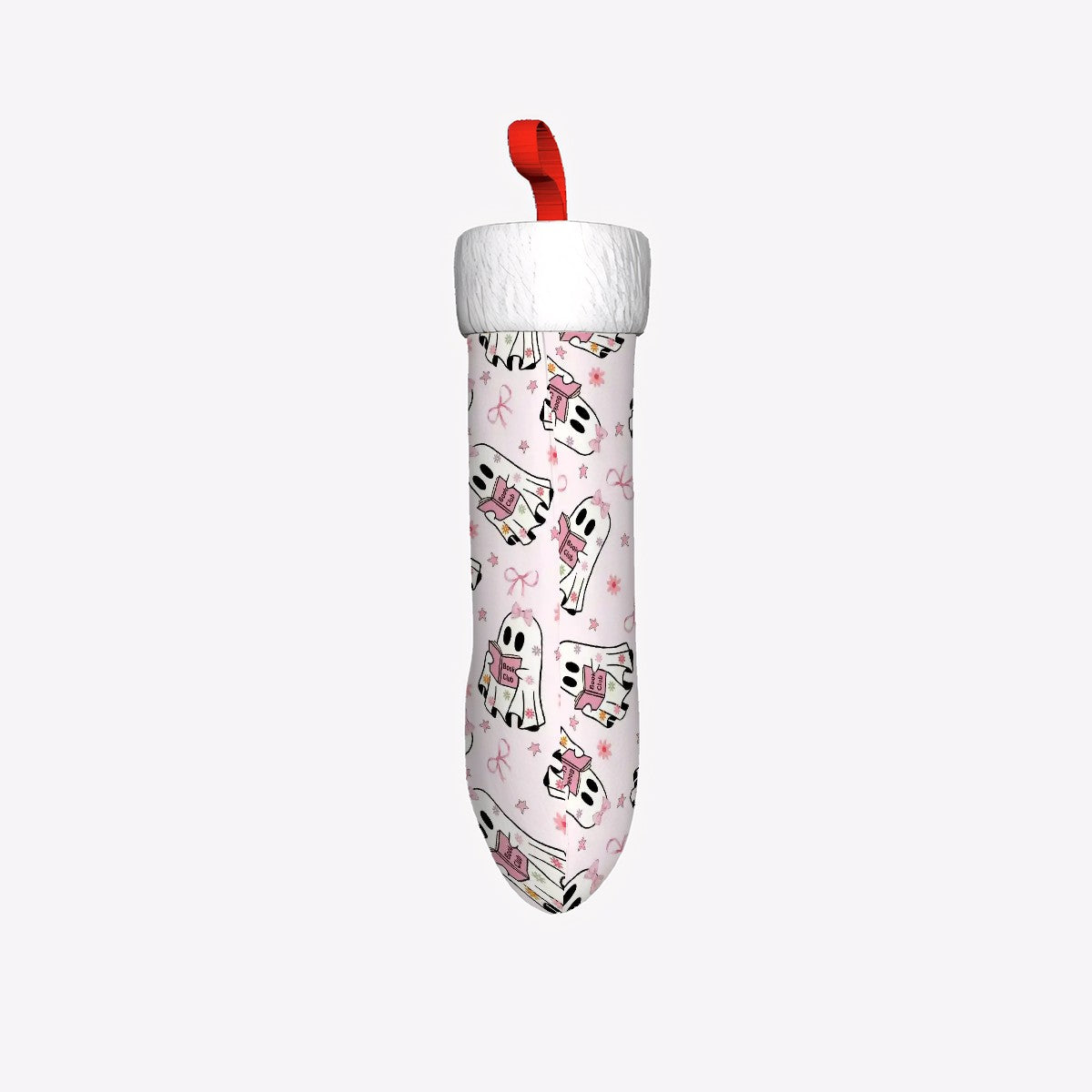 Cute pink reading ghosts bookish Plush Christmas Stockings