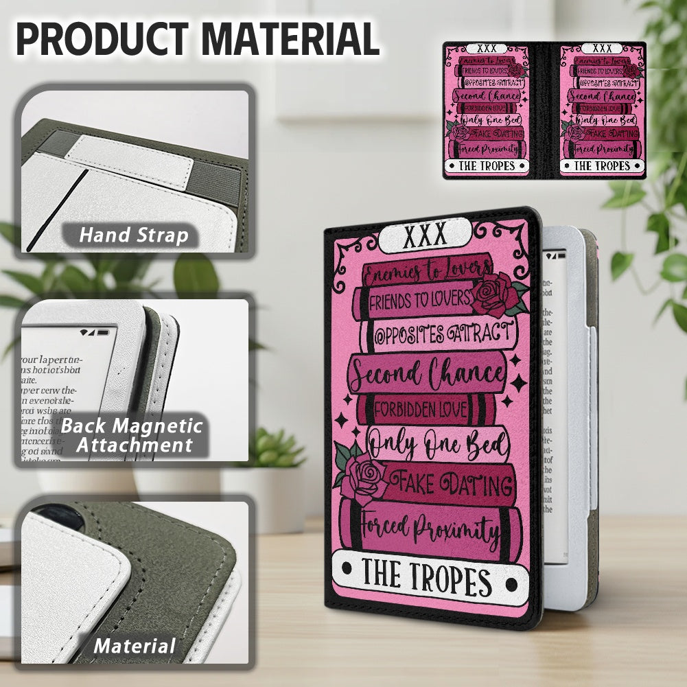 The romance tropes tarot style PU cover for Kindle paperwhite 11th 12th generation wallet style e-reader case in vegan leather