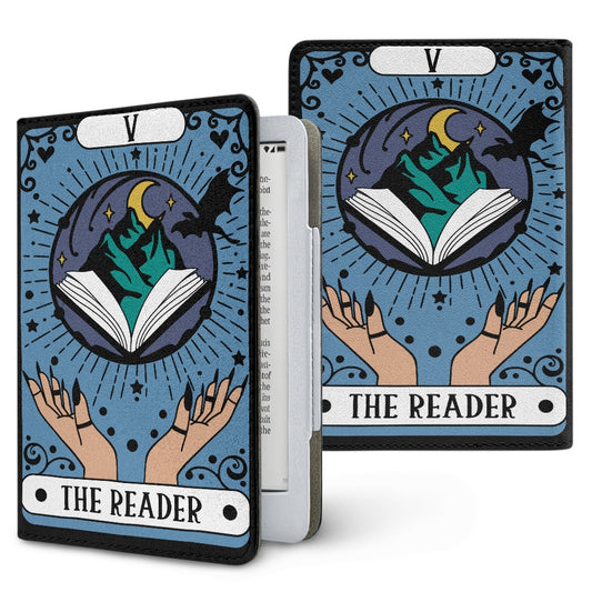 The Reader tarot style PU cover for Kindle paperwhite 11th 12th generation wallet style e-reader case in vegan leather