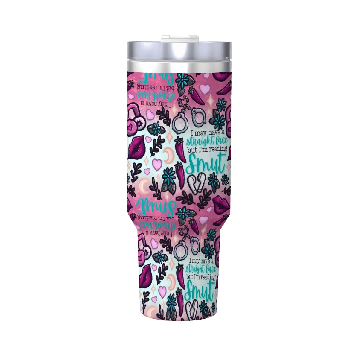Straight face but reading smut 40oz travel mug