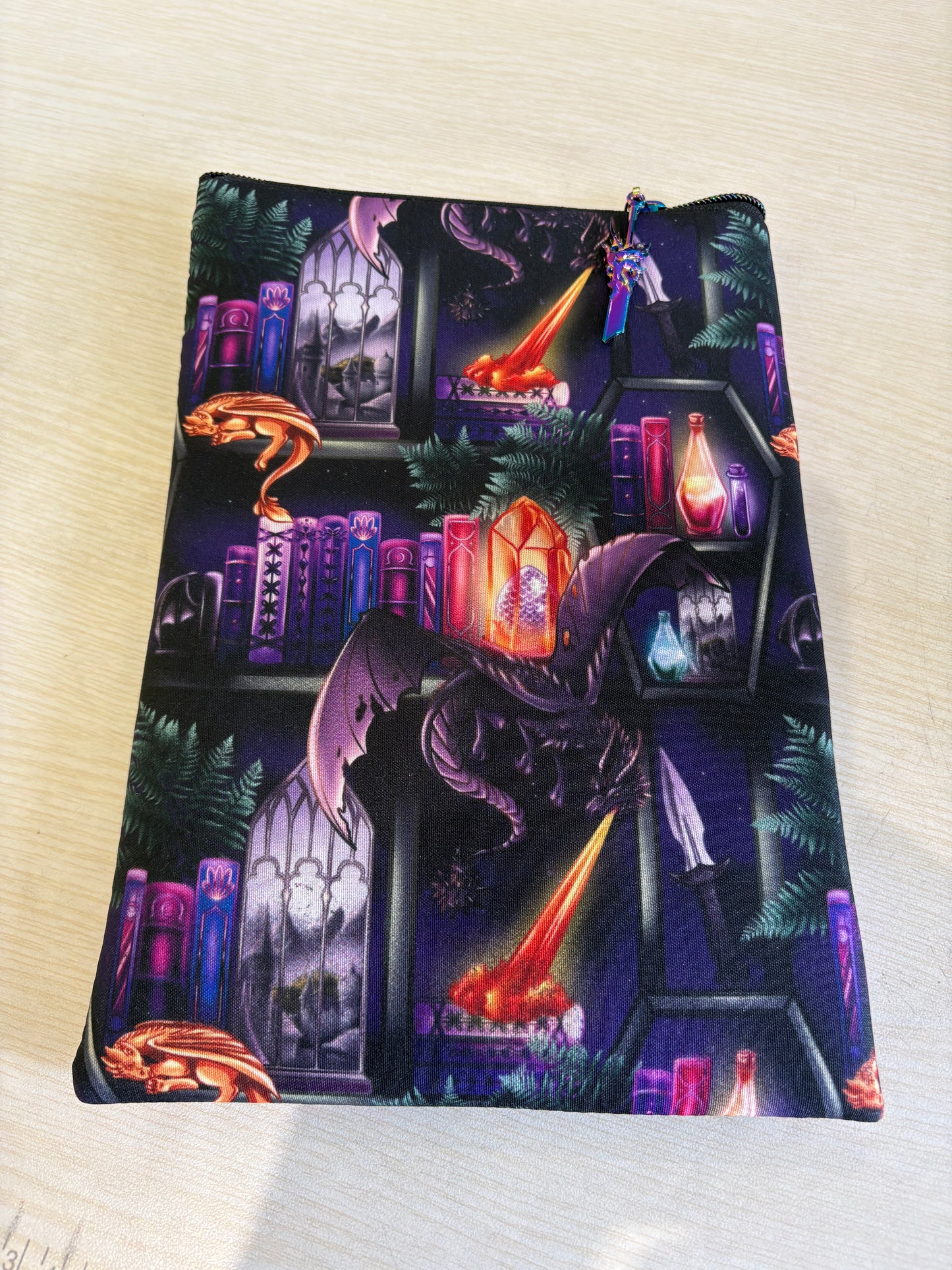 Dragon bookshelf Romantasy bookcase  bookbestie book sleeve padded and lined book protector book jackets, fabric dust jackets